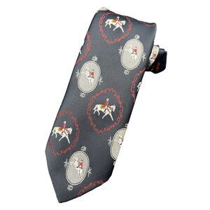 Vtg Equestrian Trevira Tie STRIEBNIG Mens Polyester Designer Black Horse 54" EUC